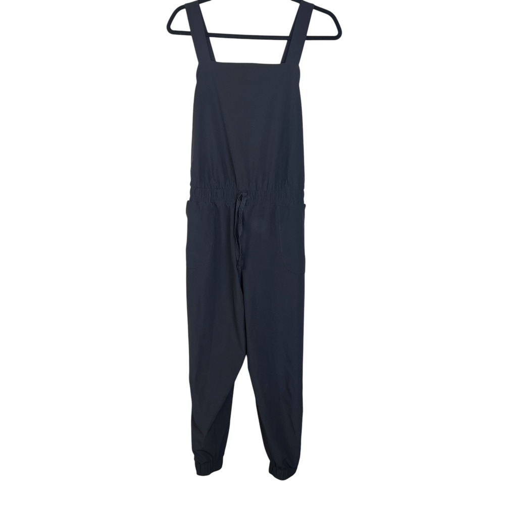 Albion Fit Jetsetter Jumper Black Jumpsuit Square Neck Ankle Zip Womens Medium